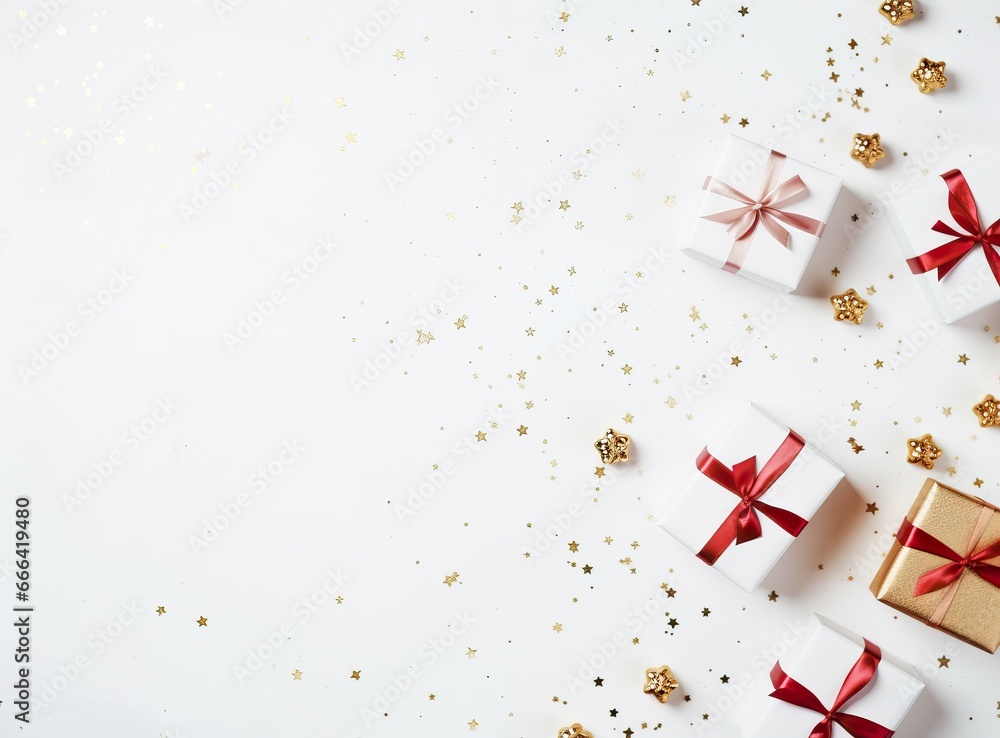 Minimalist Christmas Presents on White Background Minimalist Christmas Presents on White Background