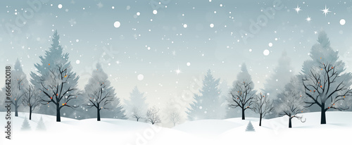  Elegant Christmas Card with Winter Trees and Decorations © Dangubic