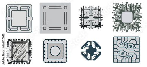 set of sensors or circuits icons