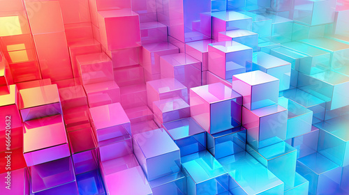 Texture background with random 3d multicolored cubic metal boxes