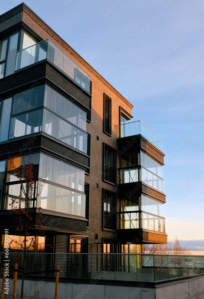 Fototapeta premium European modern residential apartment buildings complex condo real estate