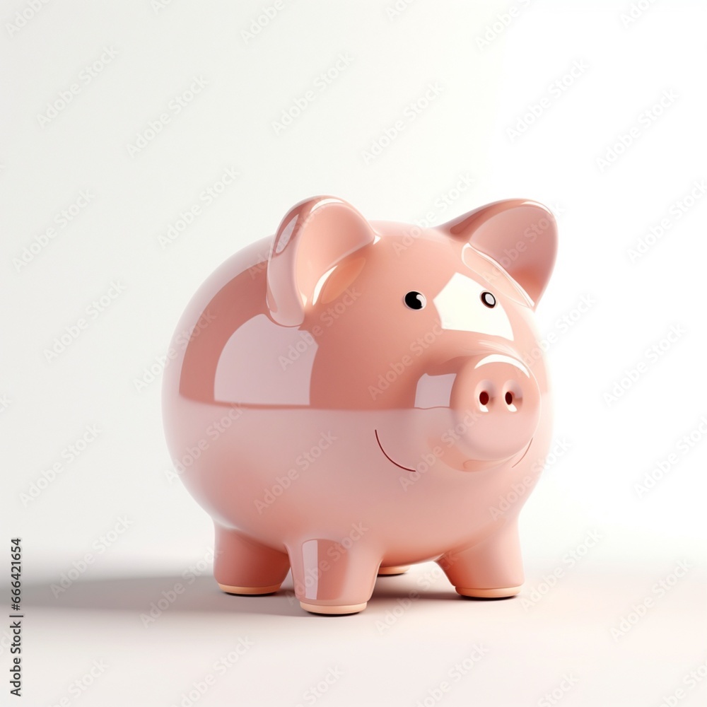 piggy bank with coins. Pastel background. 3D rendering. Financial and investment business concepts
