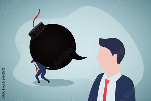 Businessman abuse another man. The words like a bomb to press on him.
