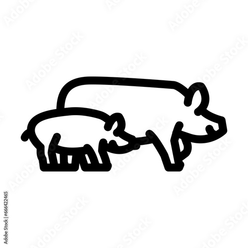 pig piglets farm line icon vector. pig piglets farm sign. isolated contour symbol black illustration