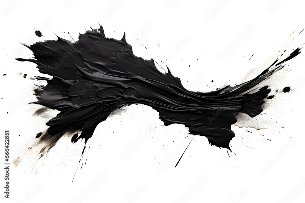 Black Ink Abstract, Japanese-Inspired Brush Strokes on White Black Ink Abstract, Japanese-Inspired Brush Strokes on White