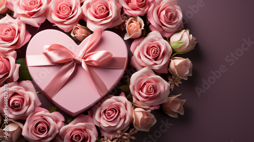 Romantisches Geschenk mit Herzform und Blumen