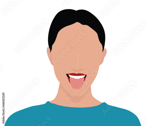 A man was sticking out his tongue as if he was mocking someone. Vector illustration isolated on white background.
