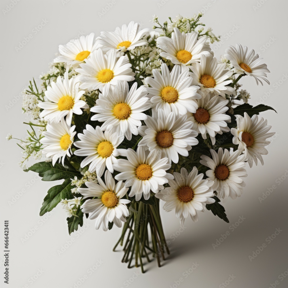 Fototapeta premium Bouquet Daisies Flowers ,Hd, On White Background