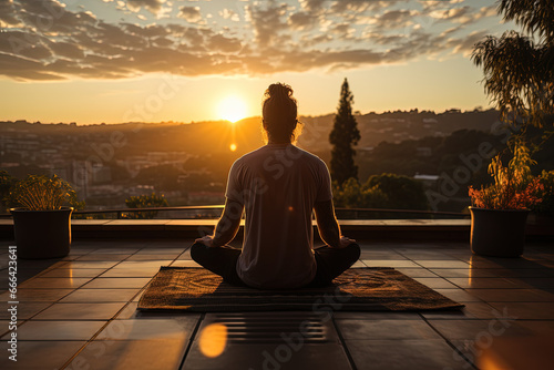 meditation at sunset