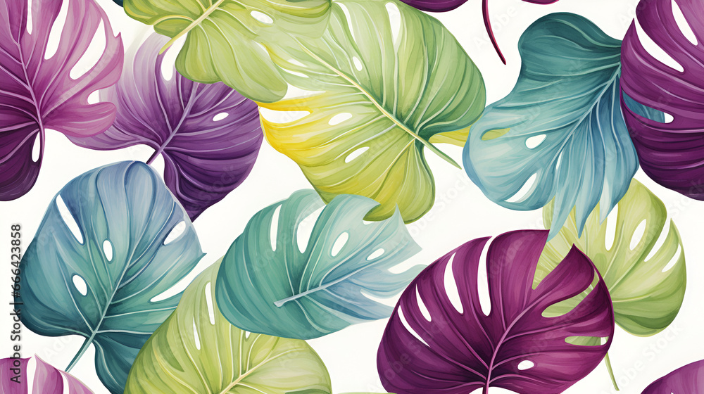 seamless pattern of water color tropical leaves seamless pattern of water color tropical leaves