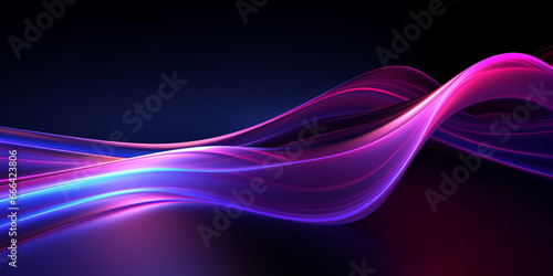 Neon dark stage shows empty room: neon light, spotlights, dark blue, purple, pink background - dance floor for product display in studio, backdrop for photo shooting. Generative AI.