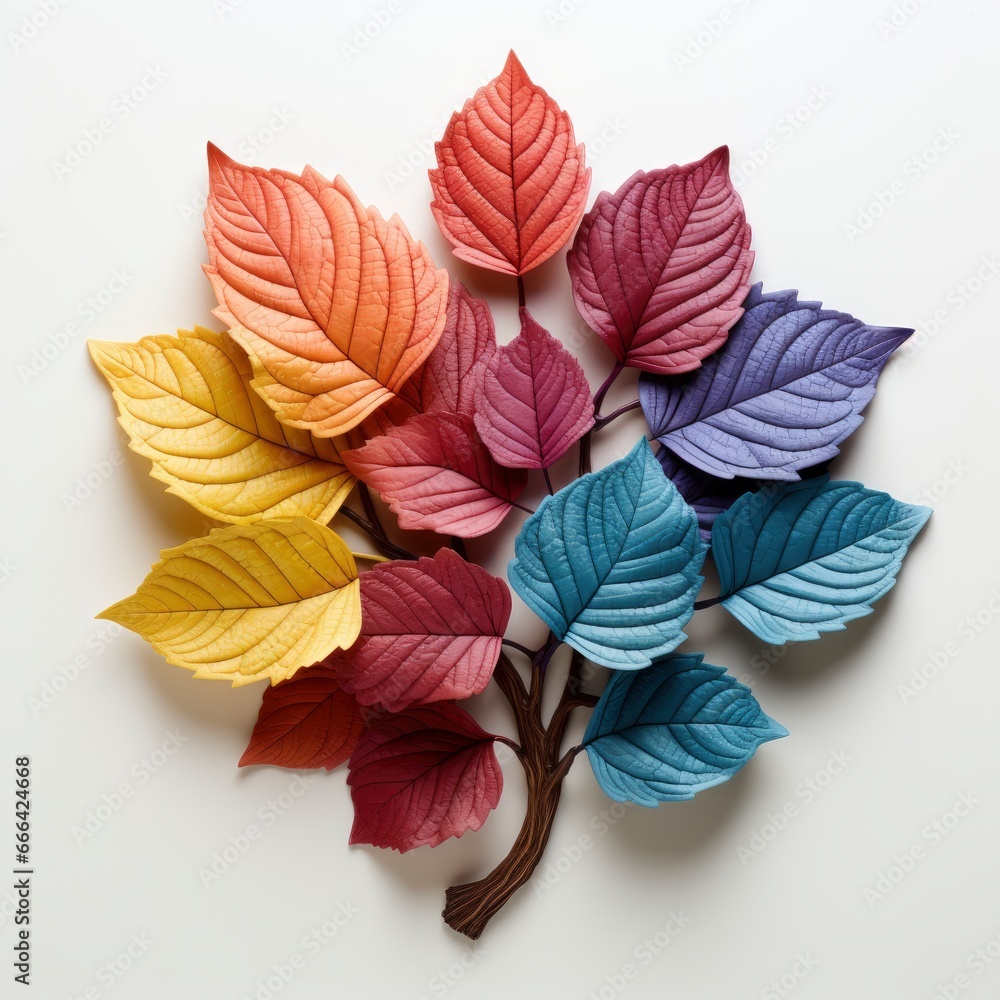 Fototapeta premium Color Leaf Tree Sign Closeup ,Hd, On White Background