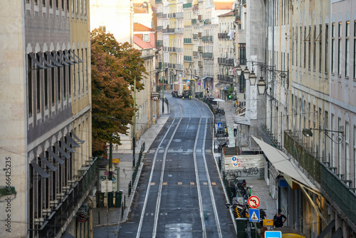 street in Lisbon without road traffic. detail.