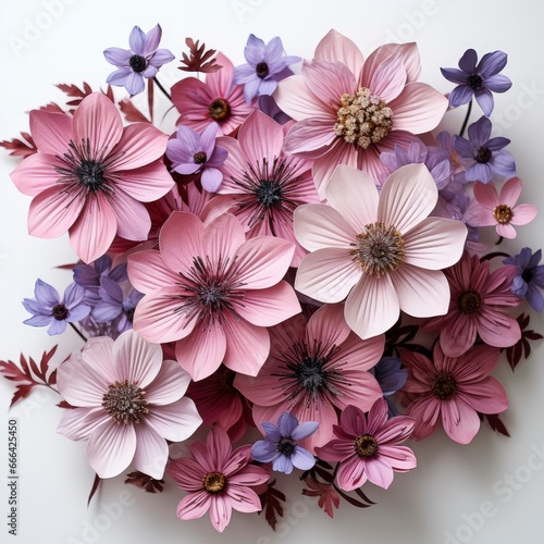 Elevated View Pink Purple Flowers  Hd  On White Background