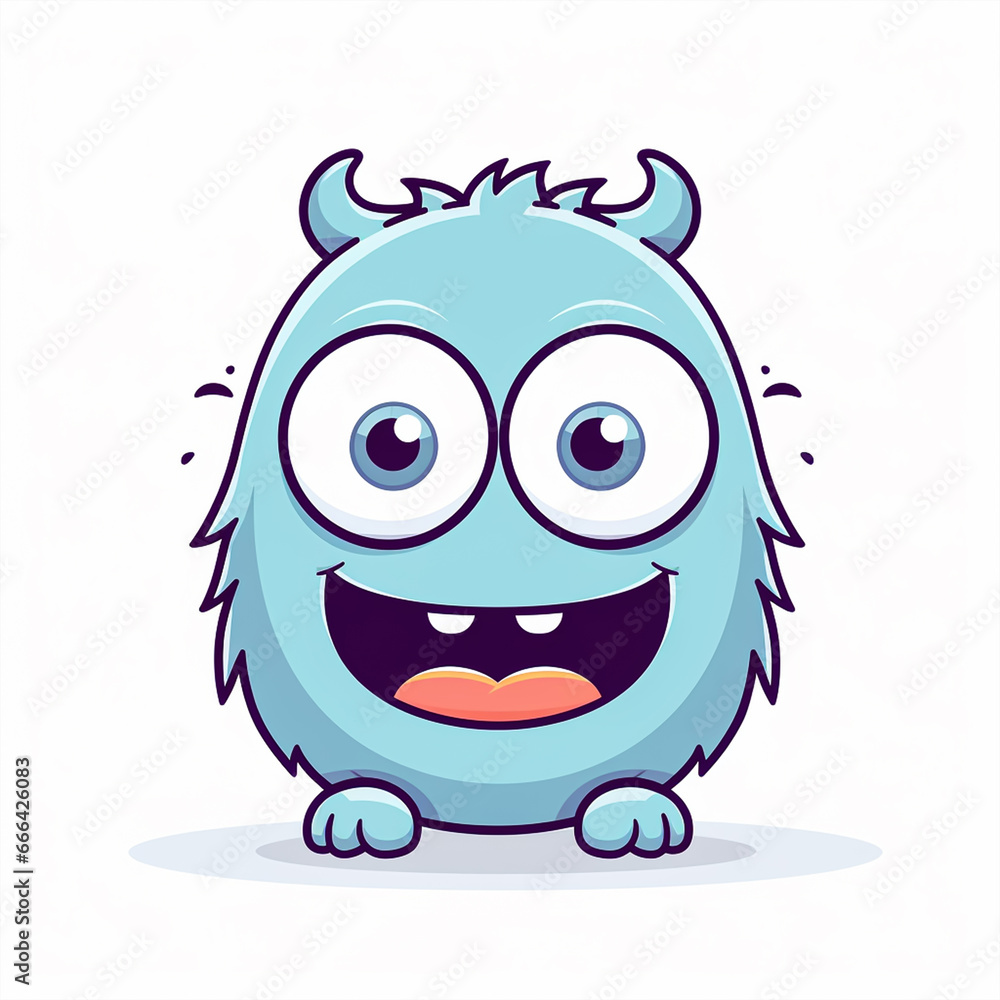 2d cute cartoon monster, 2d cartoon with sharp outlines on White Background 2d cute cartoon monster, 2d cartoon with sharp outlines on White Background