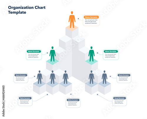 Organization hierarchy chart template with place for your content. Can be used for your website or presentation.