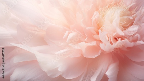 Close-up of the delicate textures within a blooming peony. © baloch