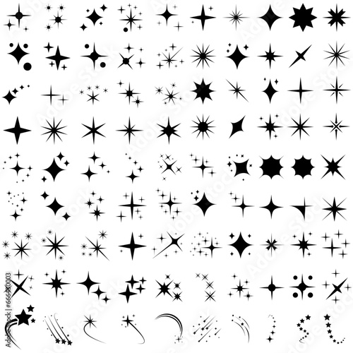 Sparkles icon vector set. Twinkling stars illustration sign collection. Shining burst symbol. Star logo. © Denys