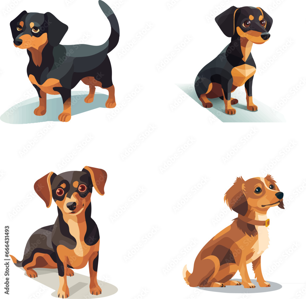 Chiweenie dog collection in many action. Graphic resource about set for vector