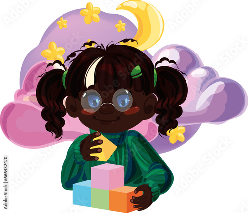 girl fantasizes playing with cubes