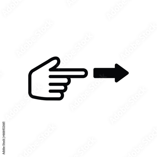 Black solid icon for point right