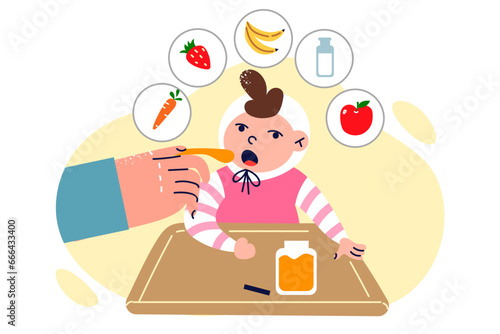 Process feeding baby fruit puree enriched with beneficial vitamins for development of immunity