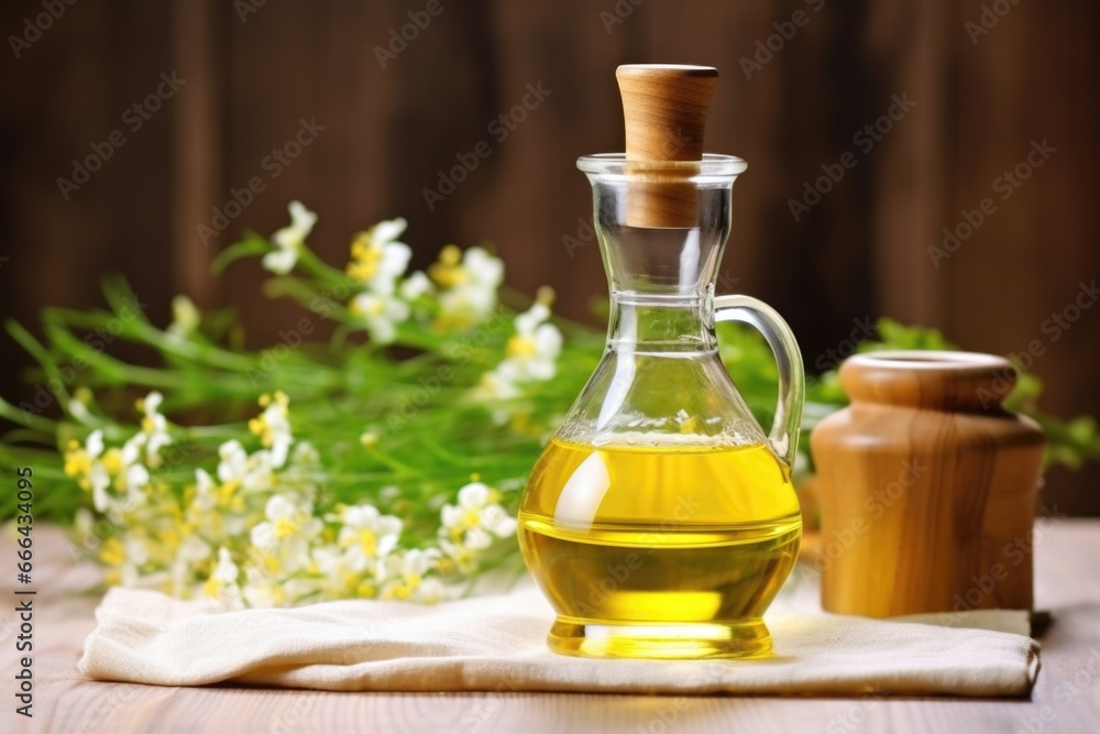 aroma oil decanter pouring into small bottle aroma oil decanter pouring into small bottle
