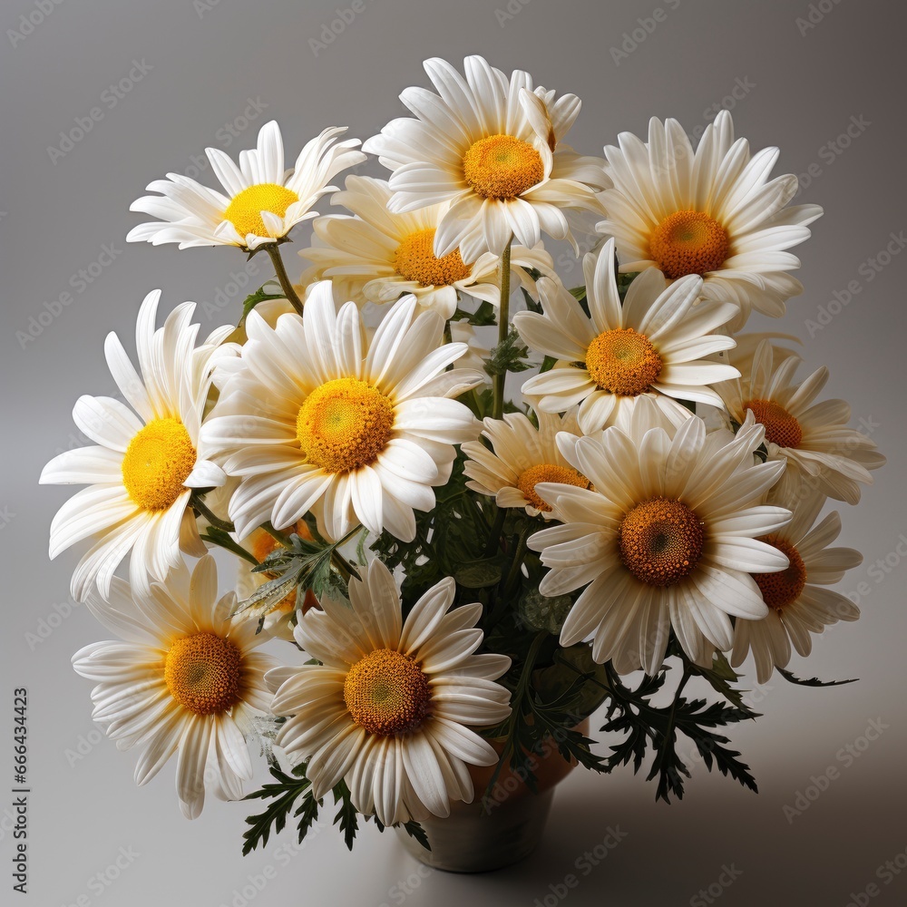 Obraz premium Realistic Spring Chamomile Daisy Flowers ,Hd, On White Background