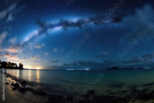 visible band of the milky way over a silent ocean