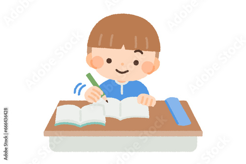 授業を受ける子供／男の子のイラスト素材