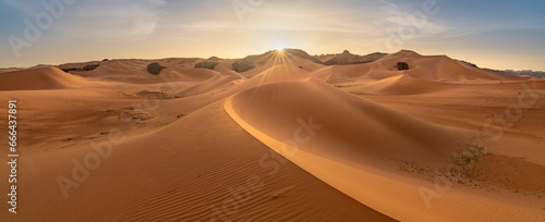 View of the Sahara desert at sunset, Djanet, Algeria, Africa. photo