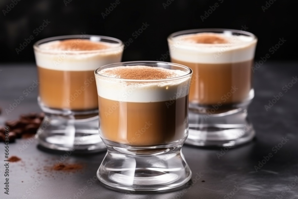 coffee served in white cups with a frothy top coffee served in white cups with a frothy top