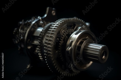 A mechanical component on a dark background. Generative AI