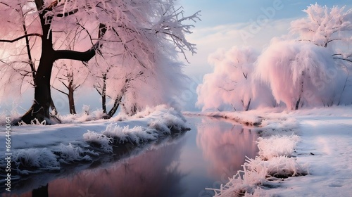 Icy blues and soft pinks creating a tranquil scene  © Abdul