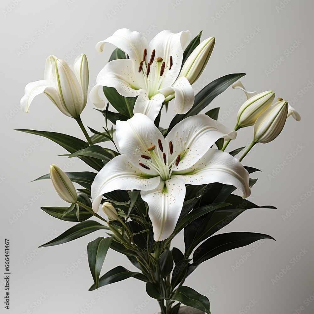 Naklejka premium View Beautiful Blooming Lily Flower ,Hd, On White Background