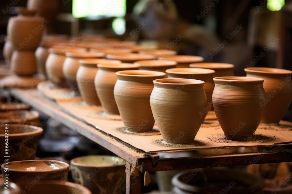clay pots on a pottery wheel clay pots on a pottery wheel