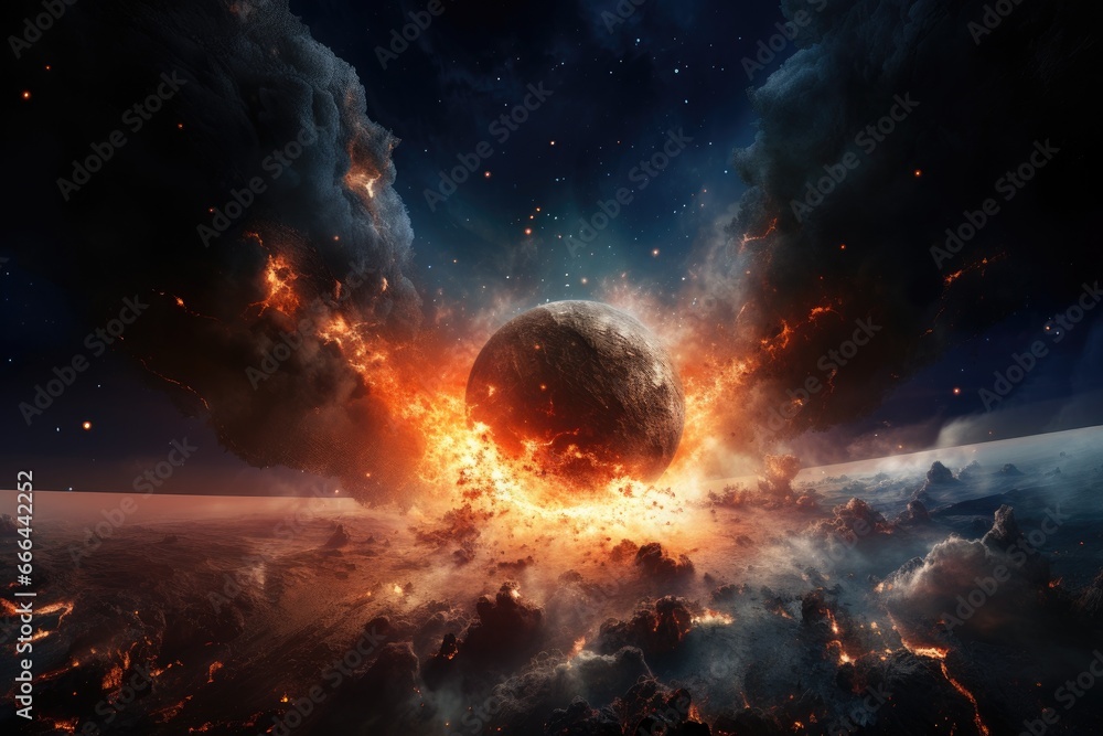 Obraz premium Cosmic Armageddon, Judgment Day of Planet Earth