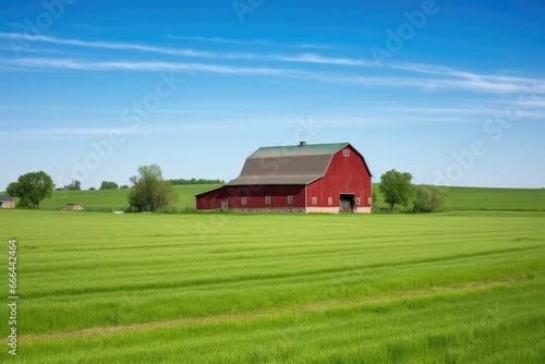 traditional red wooden barn in the middle of a field