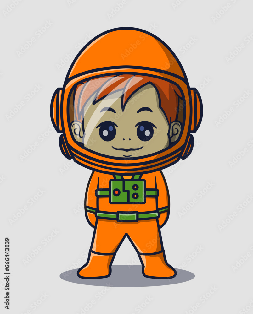 vector illustration of cute smile astronaut. science technology icon concept vector illustration of cute smile astronaut. science technology icon concept