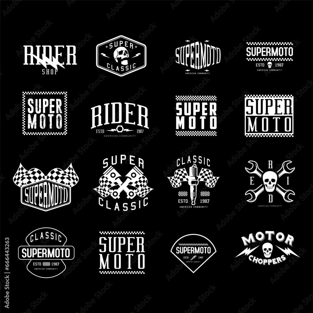 Vintage racing badges logo template collection pack