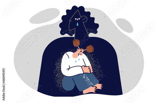 Teenage girl experiences stress after receiving psychological trauma from parents or mental disorder