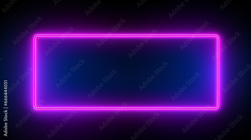Glowing Neon Square Frame on Dark Background with Festive Christmas Decorations Glowing Neon Square Frame on Dark Background with Festive Christmas Decorations