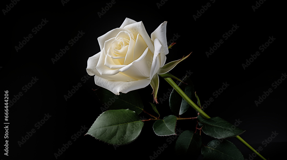 Beautiful white rose on black background.Funeral Concept Beautiful white rose on black background.Funeral Concept