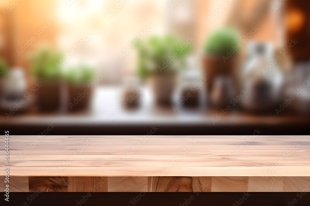 Space for product advertising, Empty table in the Kitchen with blurred background suitable for photography, Mock up banner for display of advertise product