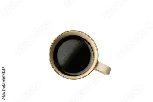 Black coffee and coffee beans on white background