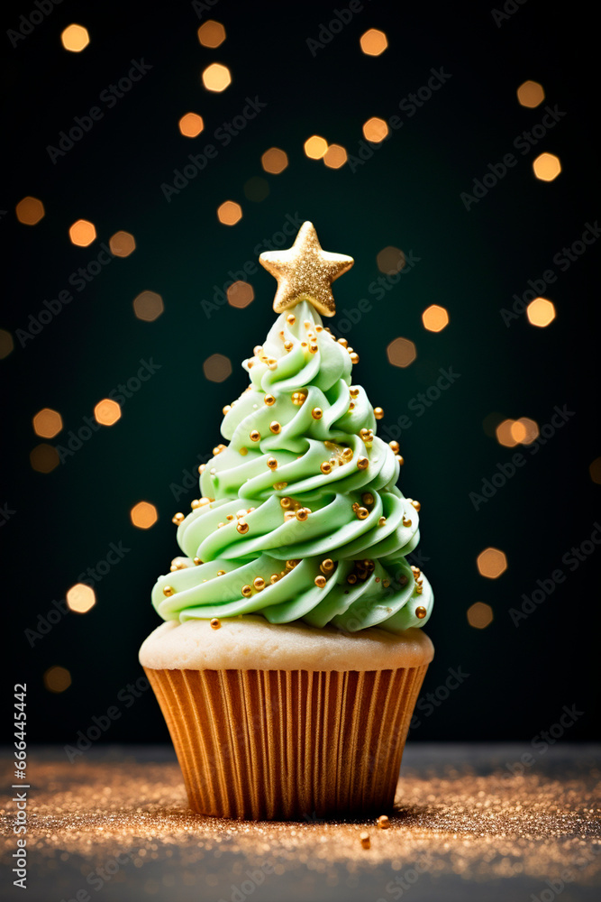 Beautiful Christmas cake with a candle. Generative AI, Beautiful Christmas cake with a candle. Generative AI,