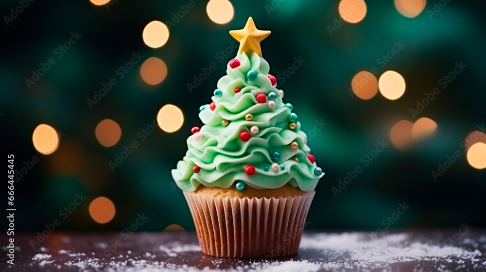 Beautiful Christmas cake with a candle. Generative AI, Beautiful Christmas cake with a candle. Generative AI,