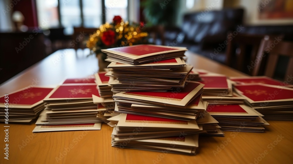 A pile of holiday cards waiting to be addressed
A pile of holiday cards waiting to be addressed