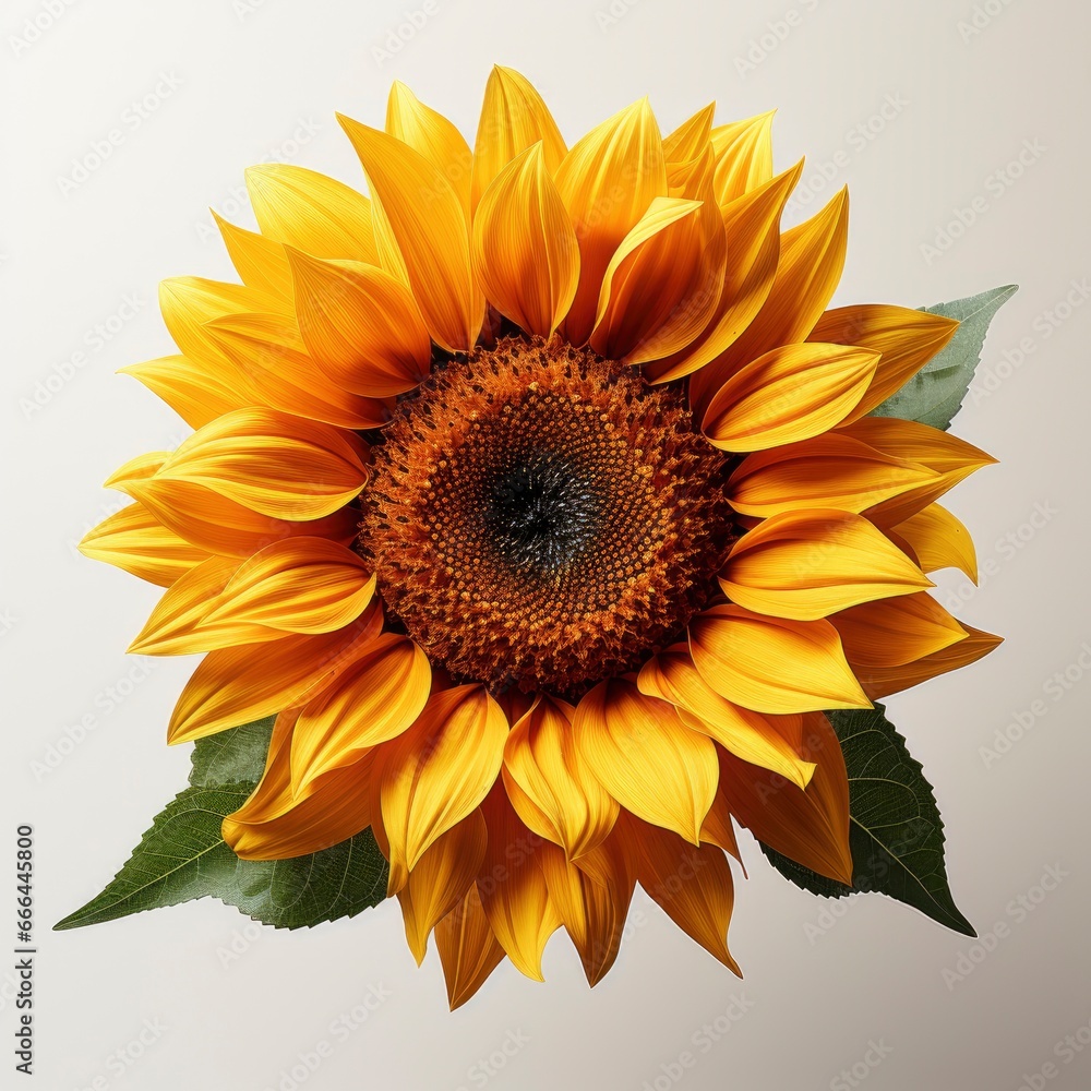 Naklejka premium Yellow Sunflower ,Hd, On White Background