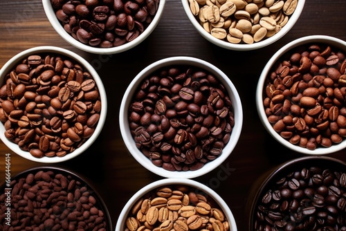 view from above of gourmet coffee beans